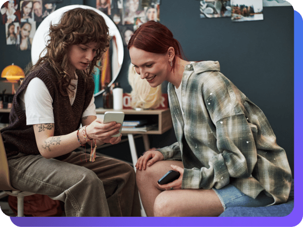 Branded stock clips teens in room with phones