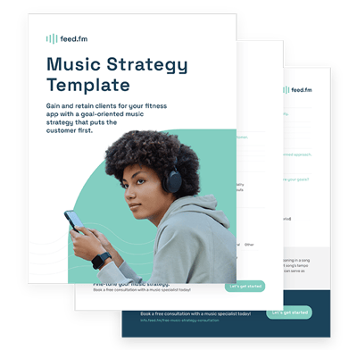 Feed.fm Music Strategy Template Preview Image Woman Wearing Headphones with Smart Phone