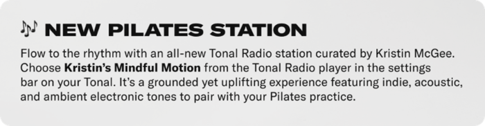 New pliates station from tonal