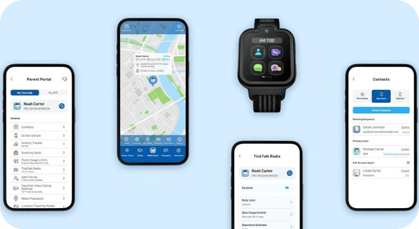 TickTalk 6 watch and app screenshots